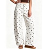 image:imagechouyatou Polka Dot Denim Pant High Waist Wide Leg Barrel Jeans for WomenWhite Brown