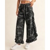 image:imagechouyatou Women Camo Ruffle Wide Leg Jeans Baggy Y2K Cropped Ankle PantsBlack Camo