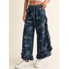 image:imagechouyatou Women Camo Ruffle Wide Leg Jeans Baggy Y2K Cropped Ankle PantsBlue Camo