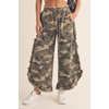 image:imagechouyatou Women Camo Ruffle Wide Leg Jeans Baggy Y2K Cropped Ankle PantsYellow Camo