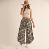 image:imagechouyatou Women Camo Ruffle Wide Leg Jeans Baggy Y2K Cropped Ankle PantsYellow Camo