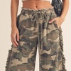 image:imagechouyatou Women Camo Ruffle Wide Leg Jeans Baggy Y2K Cropped Ankle PantsYellow Camo