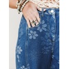 image:imagechouyatou Women Floral Barrel Jeans High Waist Cropped Wide Leg Denim PantBlue