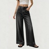 image:imagechouyatou Women Wide Leg Jeans High Rise Vintage Y2K Baggy Denim PantsBlack