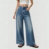 image:imagechouyatou Women Wide Leg Jeans High Rise Vintage Y2K Baggy Denim PantsBlue