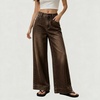 image:imagechouyatou Women Wide Leg Jeans High Rise Vintage Y2K Baggy Denim PantsCoffee