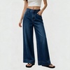 image:imagechouyatou Women Wide Leg Jeans High Rise Vintage Y2K Baggy Denim PantsDark Blue