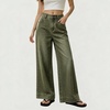 image:imagechouyatou Women Wide Leg Jeans High Rise Vintage Y2K Baggy Denim PantsDark Green