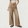 image:imagechouyatou Women Wide Leg Jeans High Rise Vintage Y2K Baggy Denim PantsKhaki