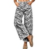 image:imagechouyatou Women Zebra Print Denim Pants High Waisted Cropped Barrel JeansBlack