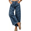 image:imagechouyatou Women Zebra Print Denim Pants High Waisted Cropped Barrel JeansBlue