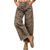 image:imagechouyatou Women Zebra Print Denim Pants High Waisted Cropped Barrel JeansBrown