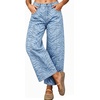 image:imagechouyatou Women Zebra Print Denim Pants High Waisted Cropped Barrel JeansLight Blue