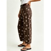 image:imagechouyatou Womens Boho Floral Barrel Jeans High Waisted Denim Ankle PantsCoffee