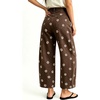 image:imagechouyatou Womens Boho Floral Barrel Jeans High Waisted Denim Ankle PantsCoffee
