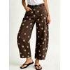 image:imagechouyatou Womens Boho Floral Barrel Jeans High Waisted Denim Ankle PantsCoffee
