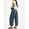 image:imagechouyatou Womens Boho Floral Barrel Jeans High Waisted Denim Ankle PantsDark Blue