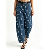 image:imagechouyatou Womens Boho Floral Barrel Jeans High Waisted Denim Ankle PantsDark Blue