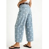 image:imagechouyatou Womens Boho Floral Barrel Jeans High Waisted Denim Ankle PantsLight Blue