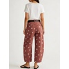 image:imagechouyatou Womens Boho Floral Barrel Jeans High Waisted Denim Ankle PantsRed