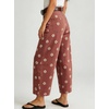image:imagechouyatou Womens Boho Floral Barrel Jeans High Waisted Denim Ankle PantsRed