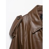 image:imagechouyatou Womens Casual Moto Belted Faux Leather Jacket Short Trench CoatBrown