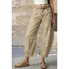 image:imagechouyatou Womens Floral Printed Barrel Jeans Y2K Cropped Denim PantsKhaki