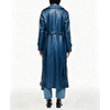 image:imagechouyatou Womens Lapel Pu Faxu Leather Jacket Belted Long Trench CoatBlue