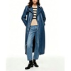 image:imagechouyatou Womens Lapel Pu Faxu Leather Jacket Belted Long Trench CoatBlue