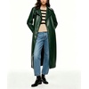 image:imagechouyatou Womens Lapel Pu Faxu Leather Jacket Belted Long Trench CoatDark Green