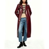 image:imagechouyatou Womens Lapel Pu Faxu Leather Jacket Belted Long Trench CoatDark Red