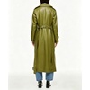 image:imagechouyatou Womens Lapel Pu Faxu Leather Jacket Belted Long Trench CoatGreen