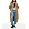 image:imagechouyatou Womens Lapel Pu Faxu Leather Jacket Belted Long Trench CoatKhaki