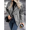 image:imagechouyatou Womens Short Wool Blend Coat Lapel Loose Casual Cropped JacketLight Grey