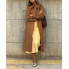 image:imagechouyatou Womens Single Breasted Faux Suede Trench Coat Long Suede Leather Jacket Casual Lapel Pea Coat OvercoatCamel
