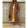 image:imagechouyatou Womens Single Breasted Faux Suede Trench Coat Long Suede Leather Jacket Casual Lapel Pea Coat OvercoatCamel