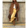 image:imagechouyatou Womens Single Breasted Faux Suede Trench Coat Long Suede Leather Jacket Casual Lapel Pea Coat OvercoatCamel