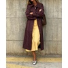 image:imagechouyatou Womens Single Breasted Faux Suede Trench Coat Long Suede Leather Jacket Casual Lapel Pea Coat OvercoatWine