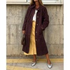 image:imagechouyatou Womens Single Breasted Faux Suede Trench Coat Long Suede Leather Jacket Casual Lapel Pea Coat OvercoatWine