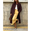 image:imagechouyatou Womens Single Breasted Faux Suede Trench Coat Long Suede Leather Jacket Casual Lapel Pea Coat OvercoatWine