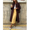 image:imagechouyatou Womens Single Breasted Faux Suede Trench Coat Long Suede Leather Jacket Casual Lapel Pea Coat OvercoatWine