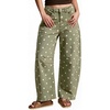 image:imagechouyatou Polka Dot Denim Pant High Waist Wide Leg Barrel Jeans for WomenArmy Green
