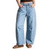 image:imagechouyatou Polka Dot Denim Pant High Waist Wide Leg Barrel Jeans for WomenLight Blue