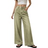 image:imagechouyatou Women Wide Leg Jeans High Rise Vintage Y2K Baggy Denim PantsLight Green