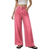 image:imagechouyatou Women Wide Leg Jeans High Rise Vintage Y2K Baggy Denim PantsPink
