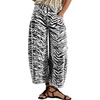 image:imagechouyatou Women Zebra Print Denim Pants High Waisted Cropped Barrel JeansBlack