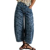 image:imagechouyatou Women Zebra Print Denim Pants High Waisted Cropped Barrel JeansBlue