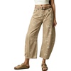 image:imagechouyatou Womens Floral Printed Barrel Jeans Y2K Cropped Denim PantsKhaki