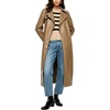 image:imagechouyatou Womens Lapel Pu Faxu Leather Jacket Belted Long Trench CoatKhaki