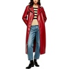 image:imagechouyatou Womens Lapel Pu Faxu Leather Jacket Belted Long Trench CoatRed